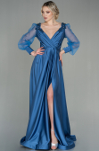 Robe De Soirée Satin Longue Indigo ABU2830