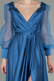 Robe De Soirée Satin Longue Indigo ABU2830