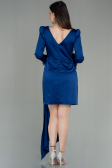 Robe de Cérémonie Courte Satin Bleu Marine ABU2902