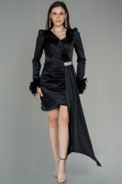 Robe de Cérémonie Courte Satin Noir ABU2902