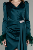 Robe de Cérémonie Courte Satin Émeraude ABU2902