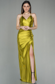 Robe De Soirée Satin Longue Pistache vert ABU2800