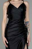 Robe De Soirée Satin Longue Noir ABU2800