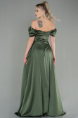 Robe de Soirée Longue Satin Kaki ABU2903