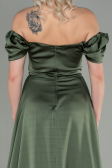 Robe de Soirée Longue Satin Kaki ABU2903