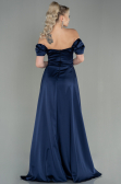 Robe de Soirée Longue Satin Bleu Marine ABU2903