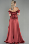 Robe de Soirée Longue Satin Marron Clair ABU2903
