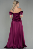 Robe de Soirée Longue Satin Couleur Cerise ABU2903
