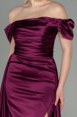 Robe de Soirée Longue Satin Couleur Cerise ABU2903
