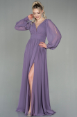Robe de Soirée Longue Mousseline Lavande ABU1702