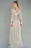 Robe de Soirée Longue Beige ABU2905