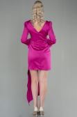 Robe de Cérémonie Courte Satin Fushia ABU2902