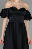 Robe de Soirée Longue Satin Noir ABU2917