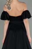 Robe de Soirée Longue Satin Noir ABU2917