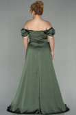 Robe de Soirée Grande Taille Longue Satin Kaki ABU2923
