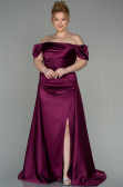 Robe de Soirée Grande Taille Longue Satin Couleur Cerise ABU2923