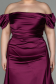 Robe de Soirée Grande Taille Longue Satin Couleur Cerise ABU2923