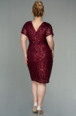 Robe de Soirée Grande Taille Courte Rouge Bordeaux ABK686