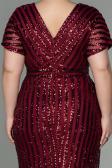 Robe de Soirée Grande Taille Courte Rouge Bordeaux ABK686