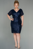 Robe de Soirée Grande Taille Courte Bleu Marine ABK686