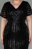 Robe de Soirée Grande Taille Courte Noir ABK686