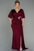 Robe Grande Taille Longue Rouge Bordeaux ABU2441