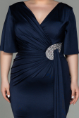 Robe Grande Taille Longue Bleu Marine ABU2441