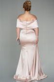 Robe Grande Taille Satin Longue Beige ABU2873