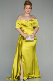 Robe Grande Taille Satin Longue Pistache vert ABU2873