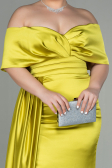 Robe Grande Taille Satin Longue Pistache vert ABU2873