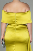 Robe Grande Taille Satin Longue Pistache vert ABU2873