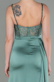 Robe De Soirée Satin Longue Turquoise ABU2130