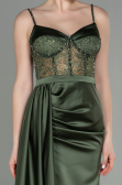 Robe de Soirée Longue Satin Kaki ABU2130