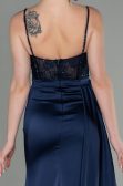Robe De Soirée Satin Longue Bleu Marine ABU2130