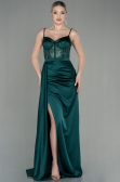Robe De Soirée Satin Longue Émeraude ABU2130