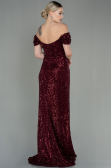 Robe de Soirée Longue Squameuse Rouge Bordeaux ABU2954