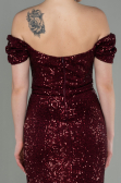 Robe de Soirée Longue Squameuse Rouge Bordeaux ABU2954