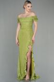 Robe de Soirée Longue Squameuse Pistache vert ABU2954