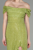Robe de Soirée Longue Squameuse Pistache vert ABU2954