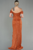 Robe de Soirée Longue Squameuse Orange ABU2954