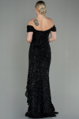 Robe de Soirée Longue Squameuse Noir ABU2954