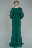 Robe de Soirée Longue Mousseline Émeraude ABU2818