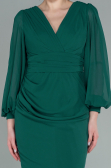 Robe de Soirée Longue Mousseline Émeraude ABU2818