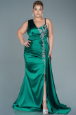 Robe de Soirée Grande Taille Longue Satin Émeraude ABU2599