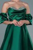 Robe de Soirée Longue Satin Émeraude ABU2614