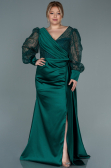 Robe Grande Taille Longue Satin Émeraude ABU2759