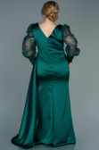 Robe Grande Taille Longue Satin Émeraude ABU2759
