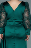 Robe Grande Taille Longue Satin Émeraude ABU2759