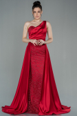 Robe de Soirée Longue Satin Rouge ABU2933