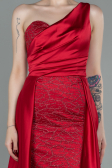 Robe de Soirée Longue Satin Rouge ABU2933